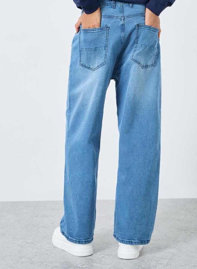 Styli Men Medium Blue Relaxed Fit Jeans - Image 3